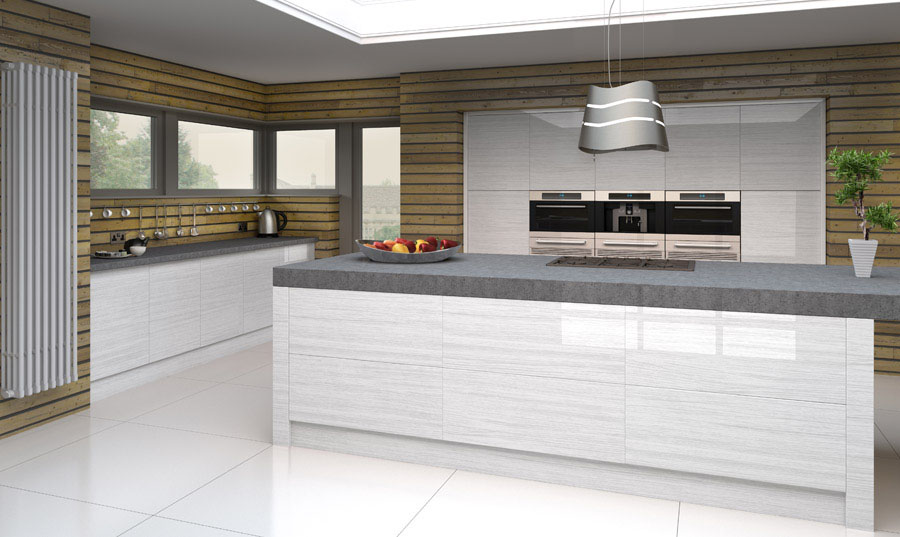 Bella High Gloss Snow Larch Venice Kitchen