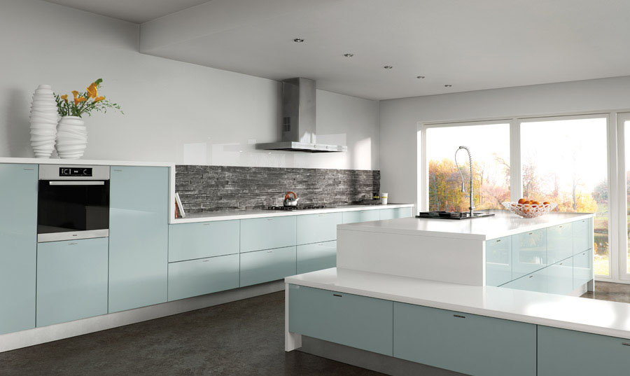 Zurfiz Ultragloss Metallic Blue Kitchen