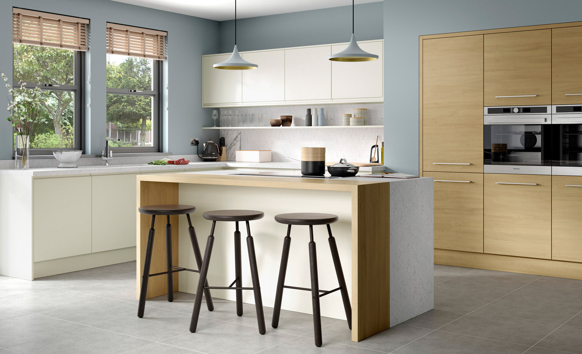 Uform Strada Matte Porcelain & Tavola Light Oak  Kitchen