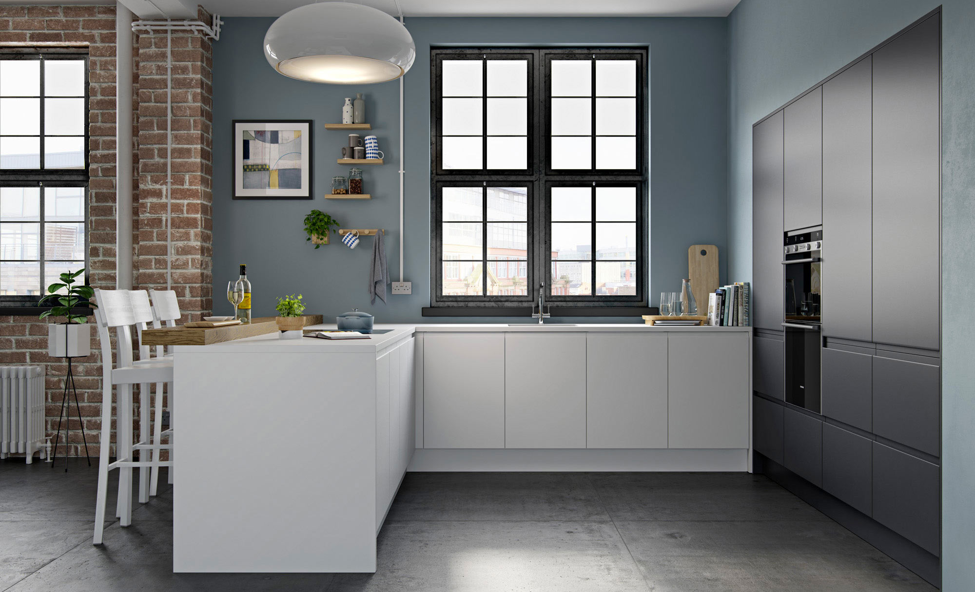 Uform Strada Matte White & Graphite  Kitchen